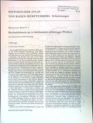 Seller image for Hochadelsbesitz im 12. Jahrhundert (Zhringer/Welfen); Historischer Atlas von Baden-Wrttemberg, Erluterungen: Beiwort zur Karte V, 3; for sale by books4less (Versandantiquariat Petra Gros GmbH & Co. KG)