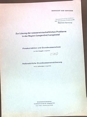 Bild des Verkufers fr Zur Lsung der wasserwirtschaftlichen Probleme in der Regions Langenthal/Langetetal; zum Verkauf von books4less (Versandantiquariat Petra Gros GmbH & Co. KG)