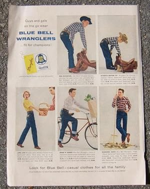 Image du vendeur pour 1955 BLUE BELL WRANGLERS JEANS LIFE MAGAZINE ADVERTISEMENT mis en vente par Gibson's Books