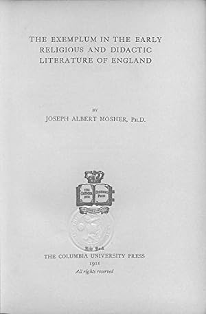 Seller image for The Exemplum in the early religious and didactic literature of England for sale by WeBuyBooks