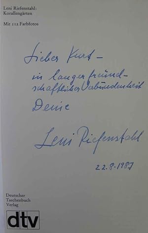 Image du vendeur pour Leni Riefenstahl: Korallg?ten. [Signed Copy with Colour Postcard Photographic Portrait Also Signed] mis en vente par Aquila Books(Cameron Treleaven) ABAC