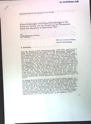 Imagen del vendedor de Klima-nderungen und Klima-Schwankungen in der Sahelzone Afrikas und die Zerstrung des kosystems durch den Menschen in historischer Zeit; a la venta por books4less (Versandantiquariat Petra Gros GmbH & Co. KG)