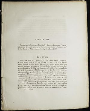 Imagen del vendedor de De Lingua Othomitorum Dissertatio; auctore Emmanuele Naxera, Mexicano, Academiae Litterariae Zacatecarum Socio [Transactions of the American Philosophical Society, vol. 5 New Series, Article XII] a la venta por Classic Books and Ephemera, IOBA