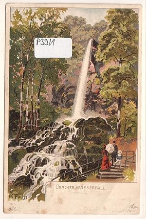 AK Litho Lithographie Uracher Wasserfall K. Fuchs 1901 gelaufen