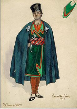 Russian or Caucasus Figure with knife and cape; costume for a circa 1925 play.