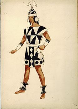 Classical Warrior with Black and White tunic with geometrical motifs. Two separate works.