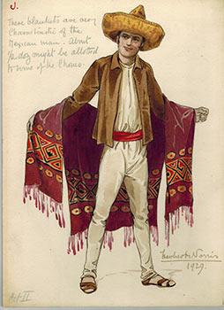 Mexican Man with a Serape and Sombrero; costume for a circa 1929 play.