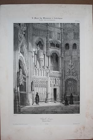 Murcia, Chapelle Marquise Cathedrale de Murcie, Lithogaphie um 1845 aus Le Moyen Ae Monumental et...