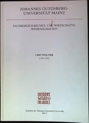 Bild des Verkufers fr Udo Wolter (1939 - 1993). Schriften der Johannes-Gutenberg-Universitt ; H. 2 zum Verkauf von books4less (Versandantiquariat Petra Gros GmbH & Co. KG)