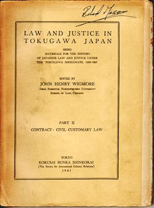 Seller image for Law and Justice in Tokugawa Japan. Part II. Contract: Civil Customary Law. Materials for the History of Japanese Law and Justice under the Tokugawa Shogunate 1603-1867. for sale by Asia Bookroom ANZAAB/ILAB