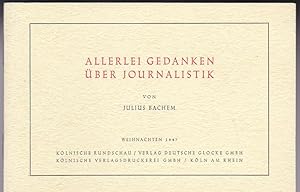 Seller image for Allerlei Gedanken ber Journalismus for sale by Versandantiquariat Karin Dykes