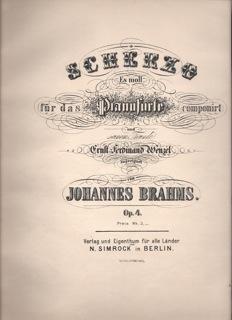Seller image for Scherzo Es moll fur das Pianoforte compunirt und seinem Freunde Ernst Ferdinand Wenzel zugeeignet Op. 4 (Preis Mk.3) for sale by OLD WORKING BOOKS & Bindery (Est. 1994)