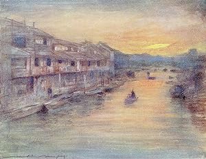 Original 1905 Print "On the Great Canal, Osaka" by Mortimer Menpes from Japan a Record in Colour