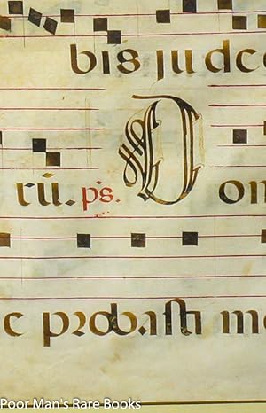 LARGE MANUSCRIPT CHRISTIAN CHOIR BOOK LEAF ON VELLUM WITH PORTRAIT Lbc: Not Attributed