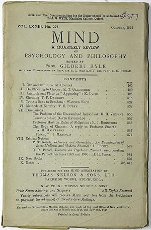 Mind, A Quarterly Review of Psychology and Philosophy