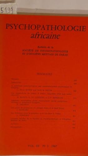 Imagen del vendedor de Psychopathologie Africaine - bulletin de psychopathologie et d'hygine mentale de Dakar vol.I, N3 1967 a la venta por PRISCA