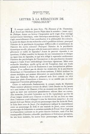 Immagine del venditore per Lettre  la rdaction de Dialogue OFFPRINT venduto da PRISCA