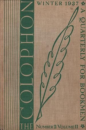 Imagen del vendedor de The Colophon New Series. A Quarterly for Bookmen. Winter 1937. Volume II, Number 2 a la venta por Carnegie Hill Books