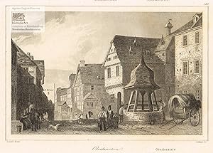 Imagen del vendedor de Oberlanstein. Frhe Ansicht des historischen Marktbrunnens beim Rathaus in Oberlahnstein. Original-Radierung von Lalaisse bei Lemaitre um 1830 a la venta por historicArt Antiquariat & Kunsthandlung