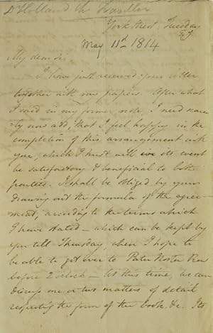 Seller image for ALS. To Messrs Longman. About details of contract for Travels in the Ionian Isles, Albania, Thessaly, Macedonia, &c., during 1812 and 1813 (1815) for sale by James Cummins Bookseller, ABAA