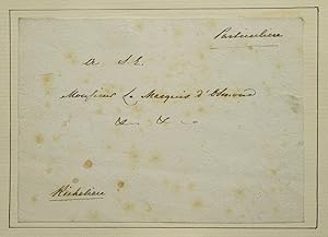 Address Leaf of an A.L.S. to the Marquis d'St. Simon. Franked Richelieu