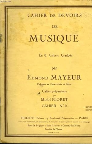 Image du vendeur pour CAHIER DE DEVOIRS DE MUSIQUE mis en vente par Le-Livre