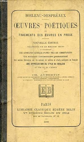 Bild des Verkufers fr OEUVRES POETIQUES ET FRAGMENTS DES OEUVRES EN PROSE zum Verkauf von Le-Livre