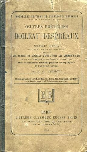 Bild des Verkufers fr OEUVRES POETIQUES DE BOILEAU-DESPREAUX zum Verkauf von Le-Livre