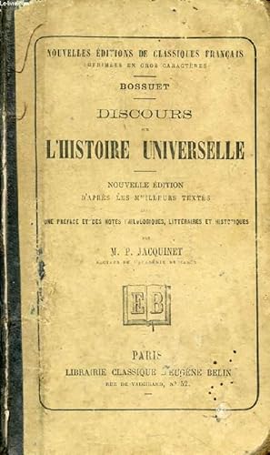 Seller image for DISCOURS SUR L'HISTOIRE UNIVERSELLE for sale by Le-Livre