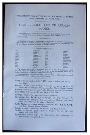 Prospectus - First General List of African Names