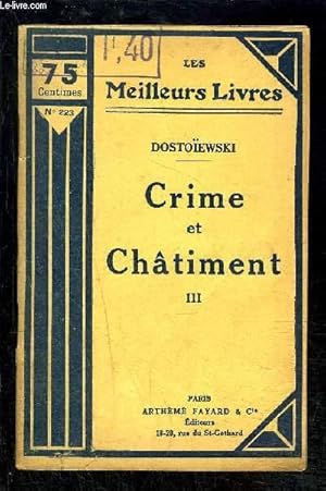 Seller image for CRIME ET CHATIMENT- TOME 3 vendu seul for sale by Le-Livre