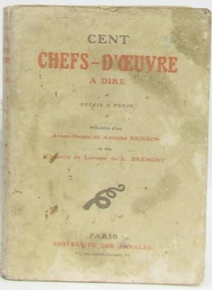 Seller image for Cent chefs-d'oeuvre  dire (posie prose) for sale by crealivres