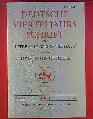 Bild des Verkufers fr Deusche Vierteljahresschrift fr Literaturwissenschaft und Geistesgeschichte. Sonderheft - Literatur des 20. Jahrhunderts, 42. Jahrgang - November 1968 zum Verkauf von biblion2