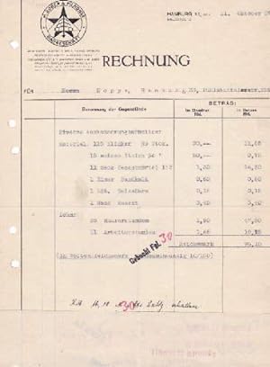 Rechnung der Firma M.Höger & Fr.Höhne, Baugeschäft, Hamburg 33, Mildestieg 12 (lt. Stempel : Mild...