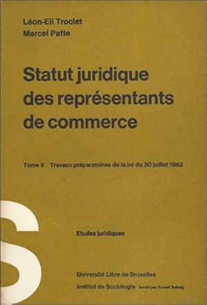 Bild des Verkufers fr STATUT JURIDIQUE DES REPRESENTANTS DE COMMERCE. zum Verkauf von BOOKSELLER  -  ERIK TONEN  BOOKS