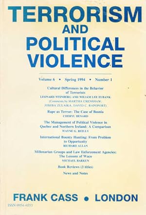 Image du vendeur pour Terrorism and Political Violence: Volume 6 mis en vente par Goulds Book Arcade, Sydney