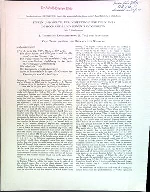 Image du vendeur pour Stufen und Grtel der Vegetation und des Klimas in Hochasien und seinen Randgebieten B. Thermische Raumgliederung (1. Teil) und Forstboden. mis en vente par books4less (Versandantiquariat Petra Gros GmbH & Co. KG)