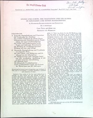 Imagen del vendedor de Stufen und Grtel der Vegetation und des Klimas in Hochasien und seinen Randgebieten A. Hygrische Raumgliederung und Exposition. a la venta por books4less (Versandantiquariat Petra Gros GmbH & Co. KG)