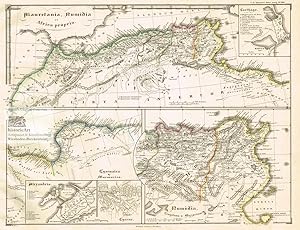 Mauretania, Numidia et Africa propria. Große Landkarte von Marokko, Tunesien, Algerien und Libyen...