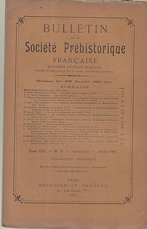 Imagen del vendedor de Bulletin de la Socit Prhistorique de France - Sance du 27 Juillet 1911 - Tome VIII - N 9 a la venta por PRISCA