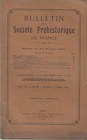 Immagine del venditore per Bulletin de la Socit Prhistorique de France - Sance du 24 fvrier 1910 - Tome VII - N2. venduto da PRISCA