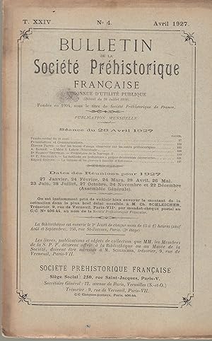 Imagen del vendedor de Bulletin de la Socit Prhistorique Franaise - Sance du 28 Avril 1927 - Tome XXIV - N 4 a la venta por PRISCA