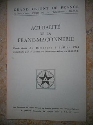 Image du vendeur pour Actualite de la Franc-Maconnerie mis en vente par Frederic Delbos