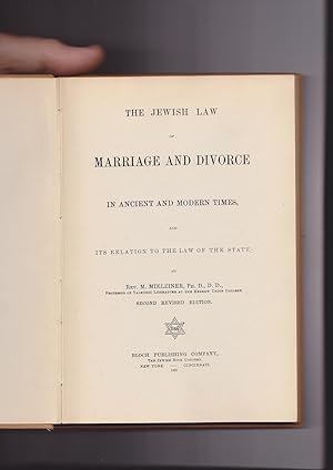 Imagen del vendedor de The Jewish Law of marriage and divorce in Ancient and modern times and its Relation to the Law of the State a la venta por Meir Turner