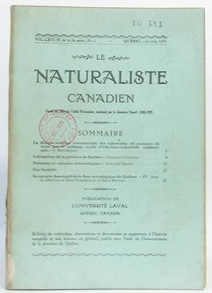 Image du vendeur pour Le naturaliste canadien Vol LXVI (X de la 3e srie) N1 Qubec janvier 1939 mis en vente par crealivres