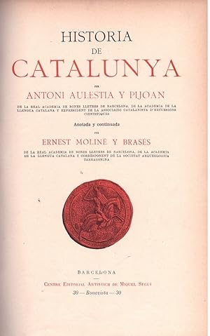 Imagen del vendedor de HISTORIA DE CATALUNYA. a la venta por Llibres de Companyia