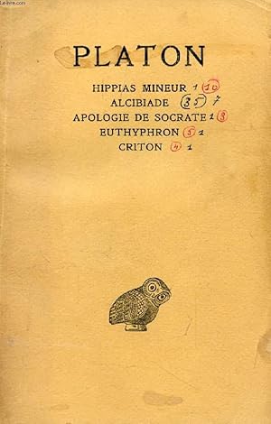 Seller image for PLATON, OEUVRES COMPLETES, TOME I, INTRODUCTION, HIPPIAS MINEUR, ALCIBIADE, APOLOGIE DE SOCRATE, EUTHYPHRON, CRITON for sale by Le-Livre