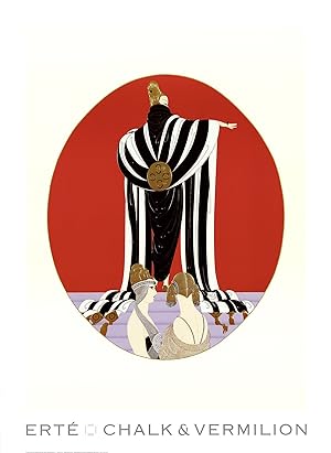Multicolor, ERTE Fringe Gown 22.5" x 17" Poster 1993 Art Deco Black & White 
