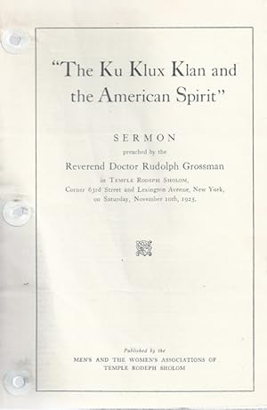 Seller image for THE KU KLUX KLAN AND THE AMERICAN SPIRIT for sale by Dan Wyman Books, LLC