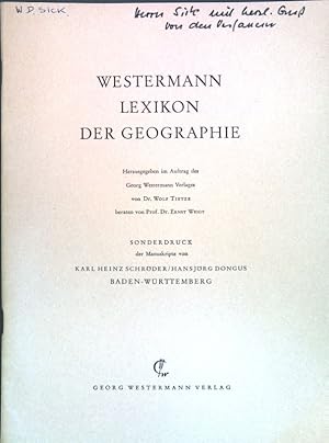 Image du vendeur pour Baden-Wrttemberg; Sonderdruck aus: Westermanns Lexikon der Geographie; mis en vente par books4less (Versandantiquariat Petra Gros GmbH & Co. KG)